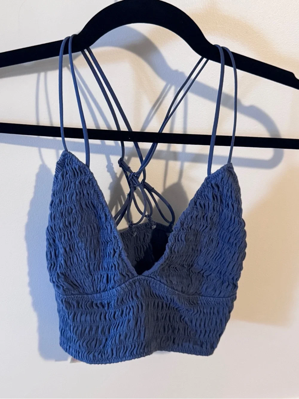 PINK Victoria's Secret Smocked V-Neck Bralette - Navy Blue